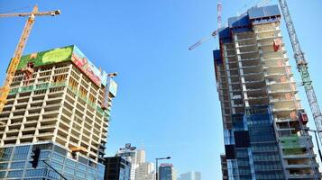 High-rise building under construction. Modern office building. photo