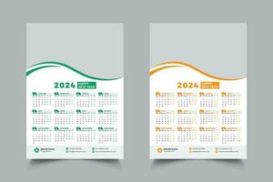 2024 wall calendar design. Print Ready one page Modern template design for 2024 vector