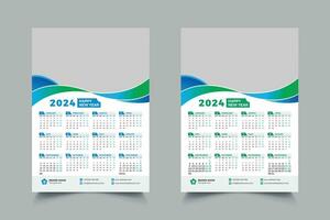 2024 pared calendario diseño. impresión Listo uno página moderno modelo diseño para 2024 vector