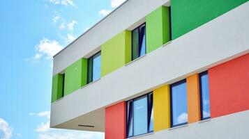 Corporate architecture building. New white modern office building photo