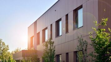 Corporate architecture building. New white modern office building photo