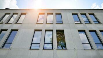 Corporate architecture building. New white modern office building photo