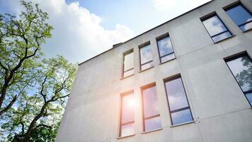 Corporate architecture building. New white modern office building photo