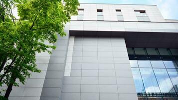 Corporate architecture building. New white modern office building photo