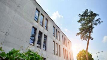 Corporate architecture building. New white modern office building photo