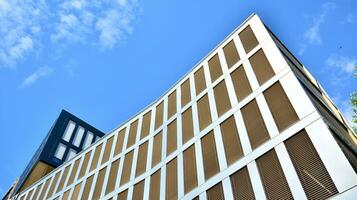 Corporate architecture building. New white modern office building photo
