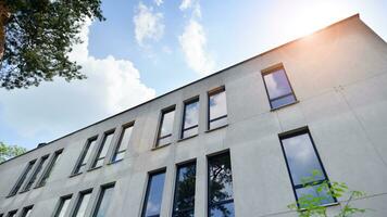 Corporate architecture building. New white modern office building photo