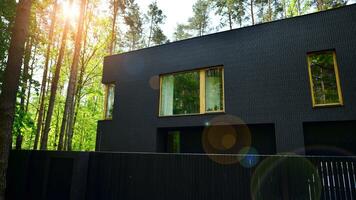 Luxury real estate single family house with modern facade. View during sunny day. photo