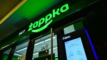 Warsaw, Poland. 12 June 2022. Autonomous Zappka Nano store supported by artificial intelligence. An innovative concept that allows you to quickly shop without cashiers, queues or cash. photo