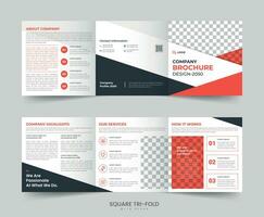 Square trifold brochure company booklet template vector Layout design.