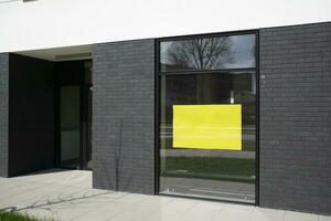 Panoramic windows of new commercial premises. Commercial property in development standard for rent. photo