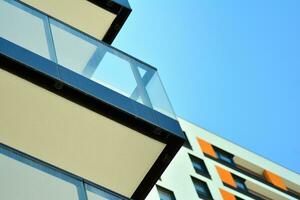 Cityscape with facade of a modern residential building. Modern European residential apartment building. photo