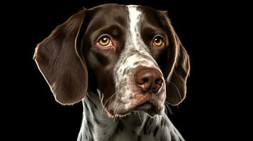 Close-up of a cute shorthaired pointer dog. AI generated photo