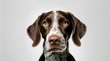 Close-up of a cute shorthaired pointer dog. AI generated photo