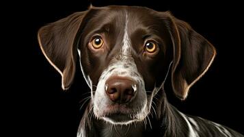 Close-up of a cute shorthaired pointer dog. AI generated photo