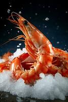 AI Generated Shrimp with sea salt. photo