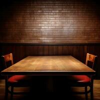 Restaurant empty dark table background front view ai generative photo