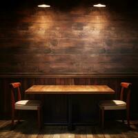 Restaurant empty dark table background front view ai generative photo