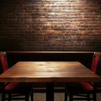 Restaurant empty dark table background front view ai generative photo