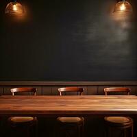 Restaurant empty dark table background front view ai generative photo