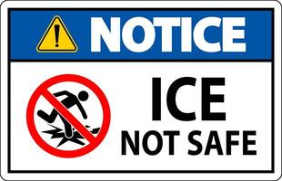 Notice Sign Ice Not Safe vector