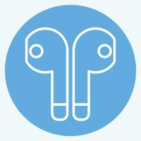 Icon Earbuds. related to Computer symbol. blue eyes style. simple design editable. simple illustration vector