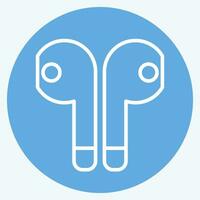 Icon Earbuds. related to Computer symbol. blue eyes style. simple design editable. simple illustration vector