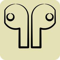 Icon Earbuds. related to Computer symbol. hand drawn style. simple design editable. simple illustration vector