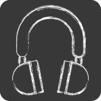 Icon Head Phone. related to Computer symbol. chalk Style. simple design editable. simple illustration vector