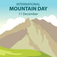 illustration vector graphic of expanse of mountains and green grasslands, perfect for international day, international mountain day, celebrate, greeting card, etc.