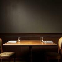 Restaurant empty dark table background front view ai generative photo