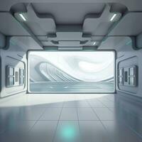 AI Generative futurism Room With a Copy space photo