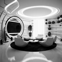 AI Generative futurism Room With a Copy space photo