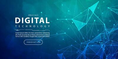 Digital technology internet network speed connection blue green background, cyber nano information, abstract communication, innovation future tech data, Ai big data lines dots, illustration vector 3d