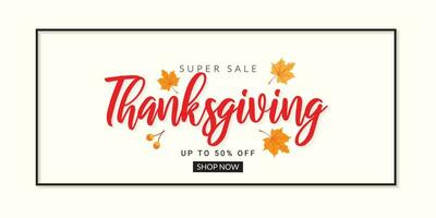 thanksgiving sale lettering design with line border perfect for banner, poster, card templates. vector