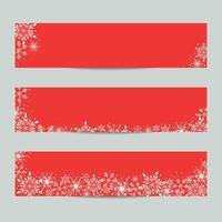 Set of New Year and Christmas banners with snowflakes on a red background. vector