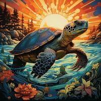colorful illustration turtle photo