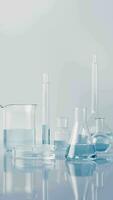 químico instrumentos com biotecnologia conceito, 3d Renderização. video