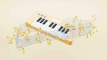 Music instruments with cartoon style, 3d rendering. video