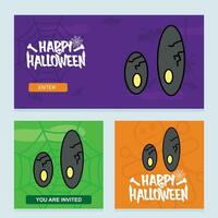 Happy Halloween invitation design with eye ball vector