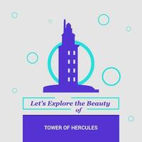 vamos explorar el belleza de torre de Hércules un corúa España nacional puntos de referencia vector