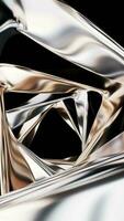 Metallic golden curve geometry background, 3d rendering. video