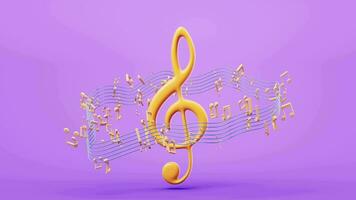 Music notes with cartoon style, 3d rendering. video