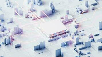 Technology circuit board and core, 3d rendering. video