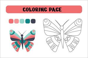 Butterfly coloring book educational game. Coloring book for preschool children. Vector illustration