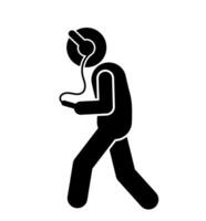 Man with earphones icon. Simple illustration of man with earphones vector icon for web