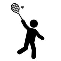 Black silhouette of a man with a tennis racket on a white background vector