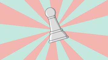 Animation of pawn chess piece icon with rotating background video