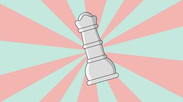 Animation of the queen chess piece icon with a rotating background video