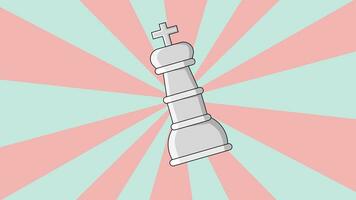 animación de el Rey ajedrez pedazo icono con un giratorio antecedentes video